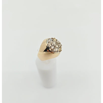 11K Yellow Gold Oval Shaped Diamond Ring