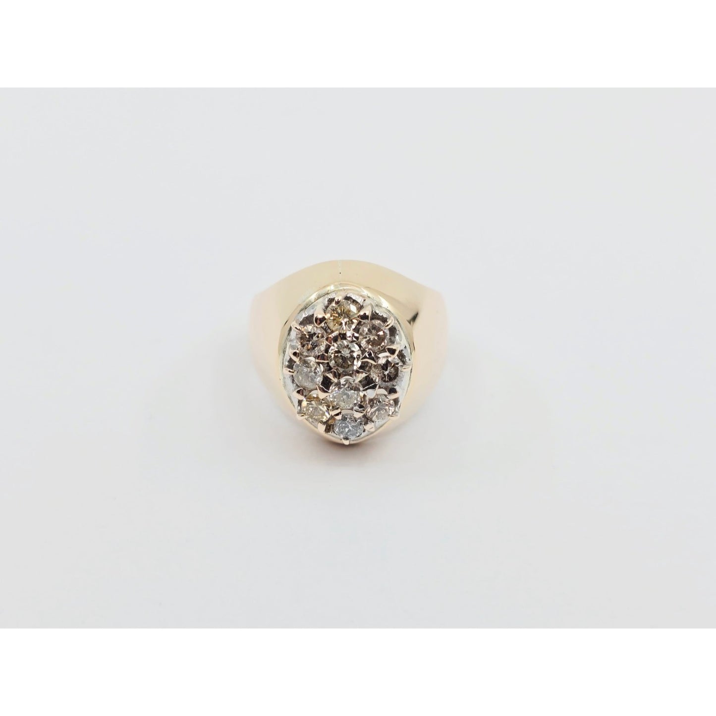 11K Yellow Gold Oval Shaped Diamond Ring