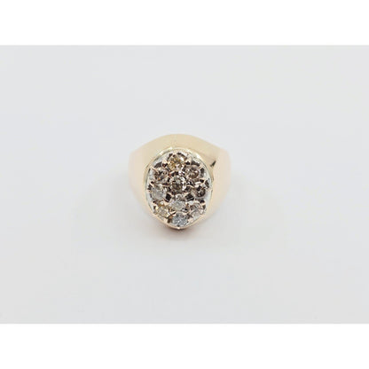 11K Yellow Gold Oval Shaped Diamond Ring