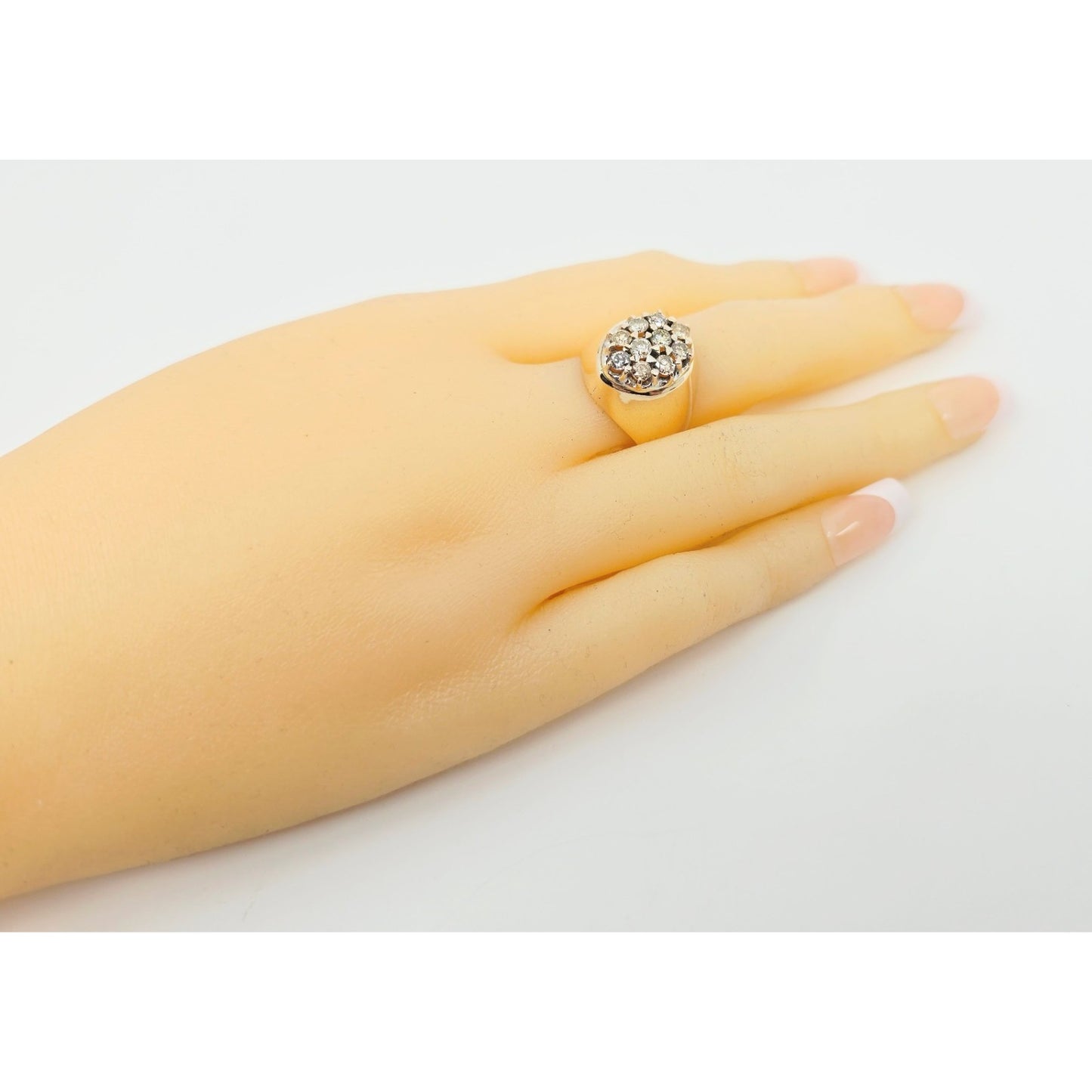 11K Yellow Gold Oval Shaped Diamond Ring