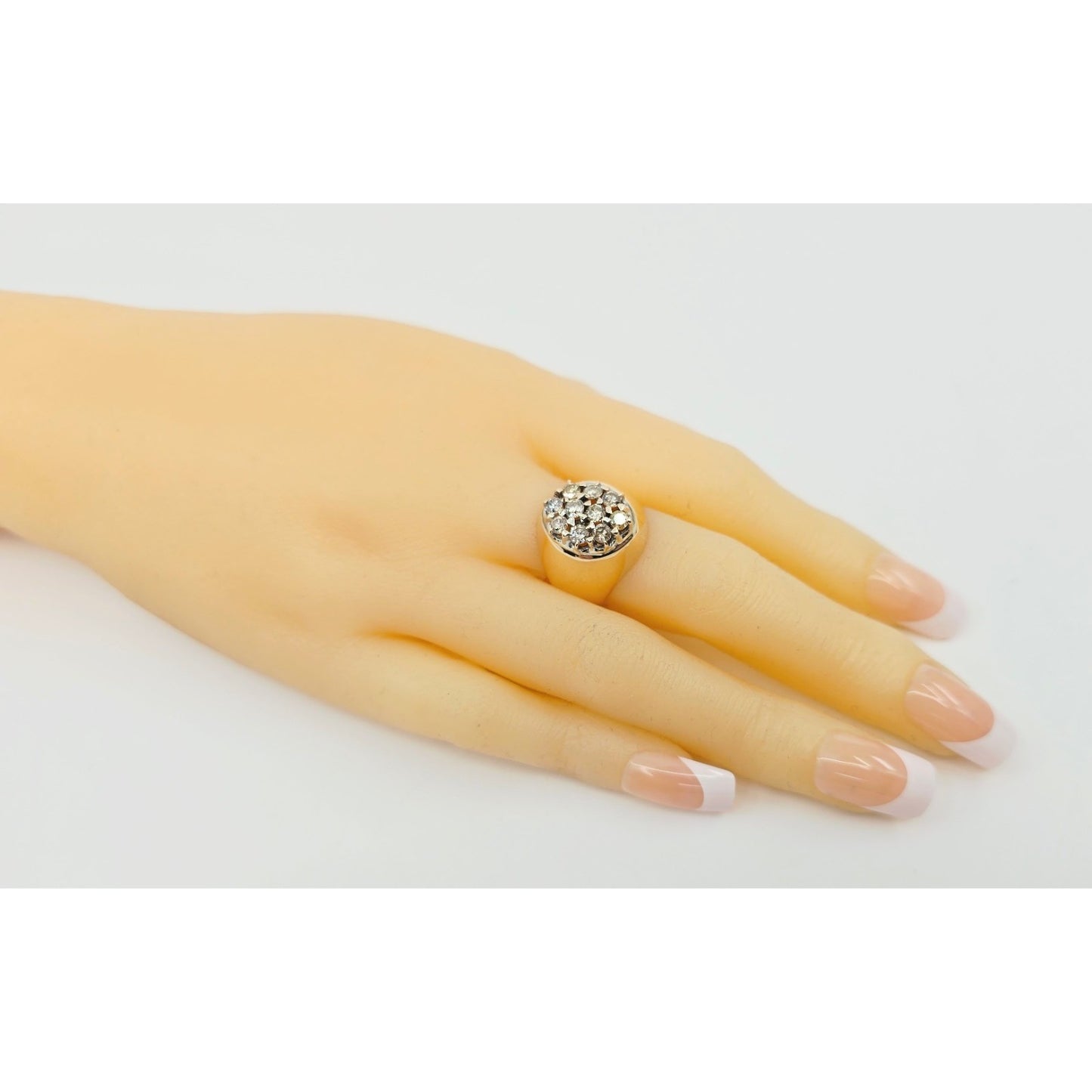 11K Yellow Gold Oval Shaped Diamond Ring