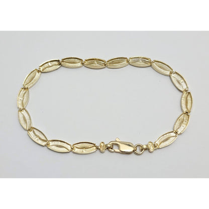 14K Solid Yellow Gold Diamond Cut Tennis Link Bracelet