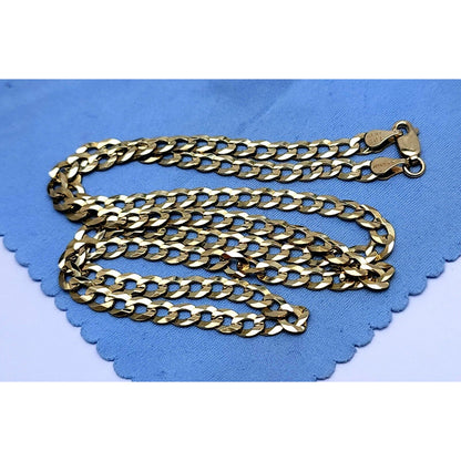 10K Yellow Gold Diamond Cut Cuban Link Chain Necklace