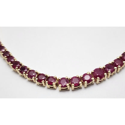 14K Yellow Gold Graduated Ruby Link Necklace