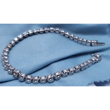 14K Solid White Gold Designer Diamond Tennis Link Bracelet