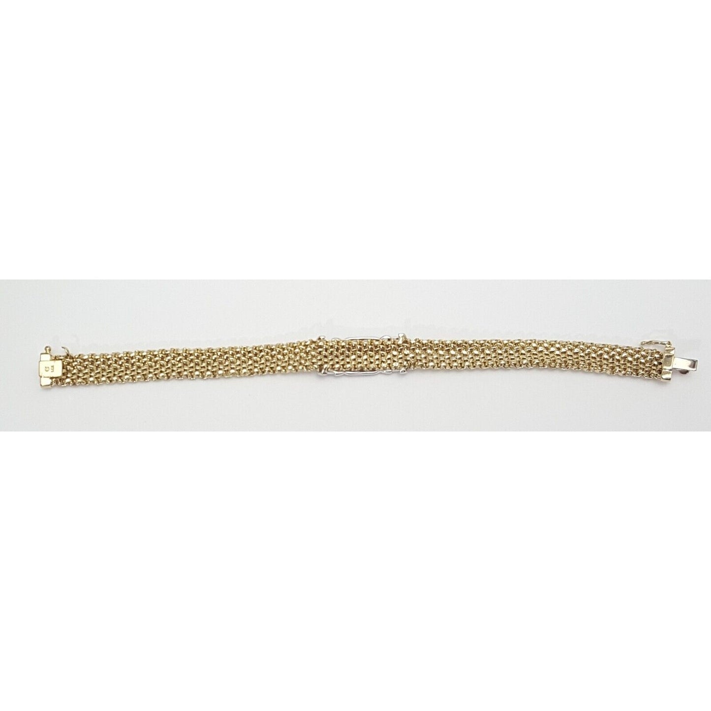 14K Multi Tone Gold Mesh Diamond Link Bracelet