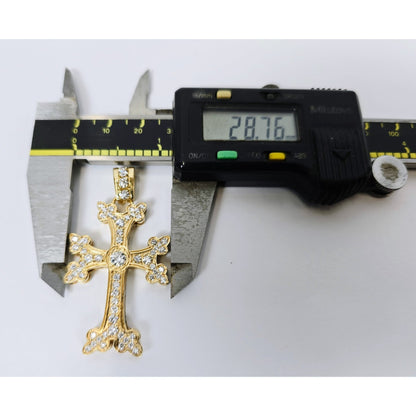 14K Yellow Gold Armenian Diamond Cross Pendant Charm