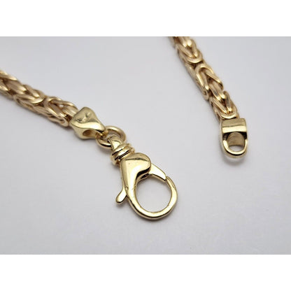 14K Yellow Gold Square Byzantine Link Chain Necklace