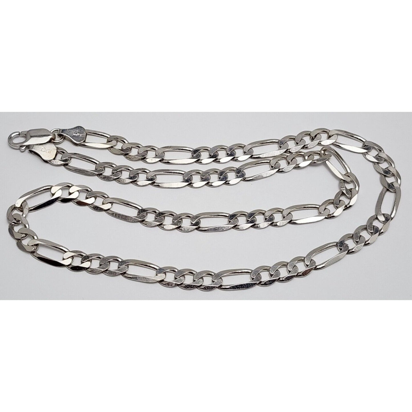 14K White Gold Figaro Link Chain Necklace