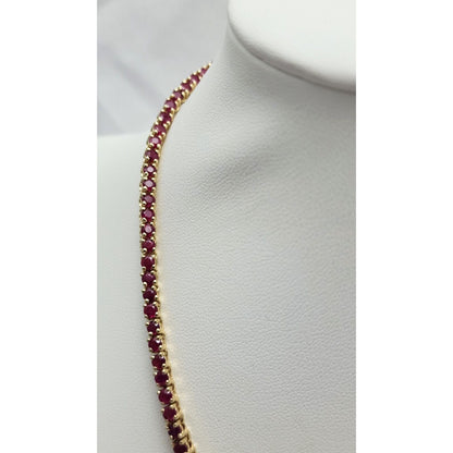 14K Yellow Gold Graduated Ruby Link Necklace