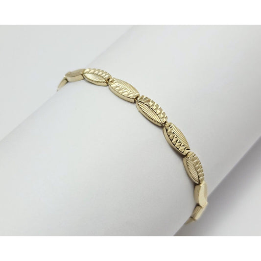 14K Solid Yellow Gold Diamond Cut Tennis Link Bracelet