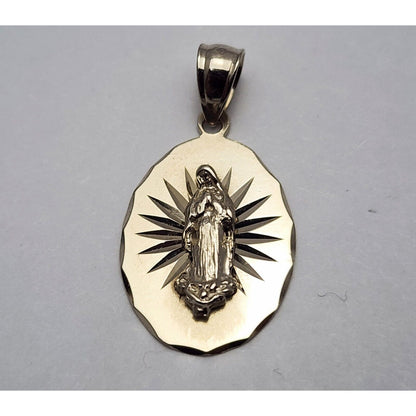 14K Yellow Gold Religious Saint Mary Guadalupe Charm Pendant