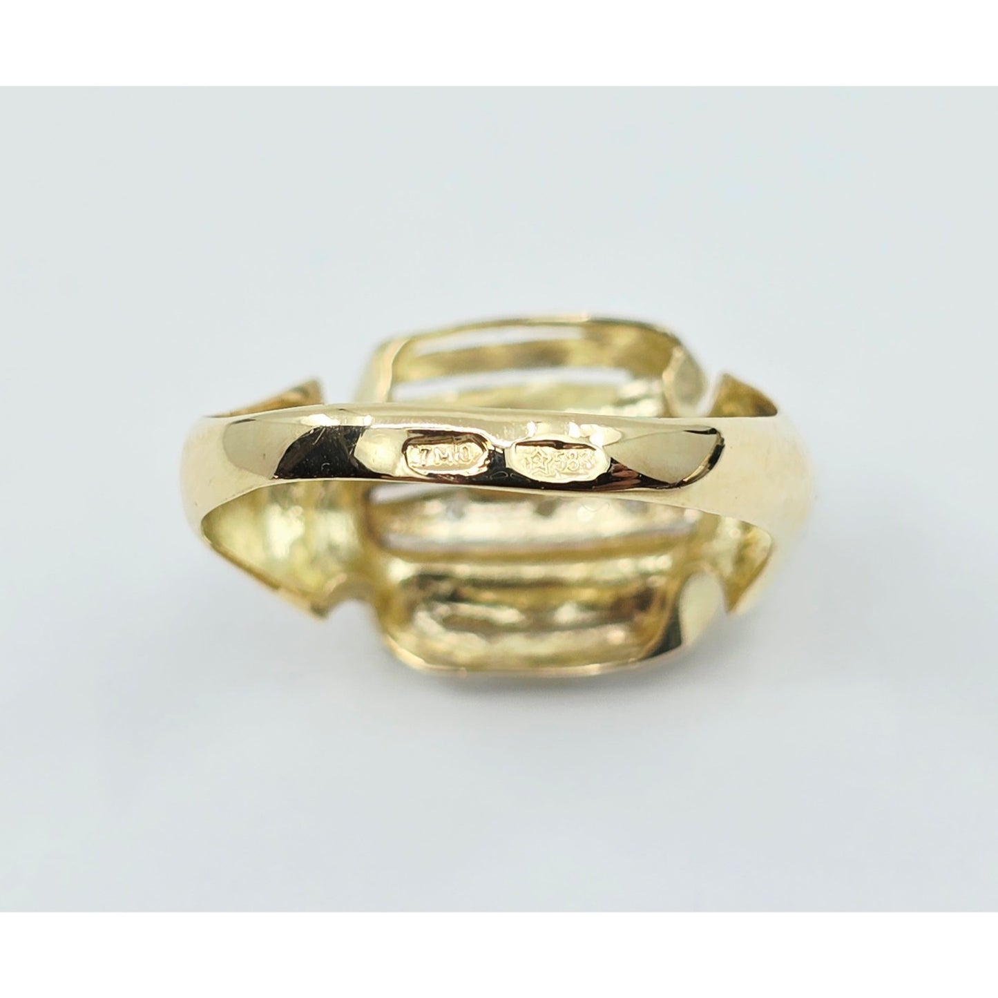 14K Two Tone Gold Diamond Wide Ring