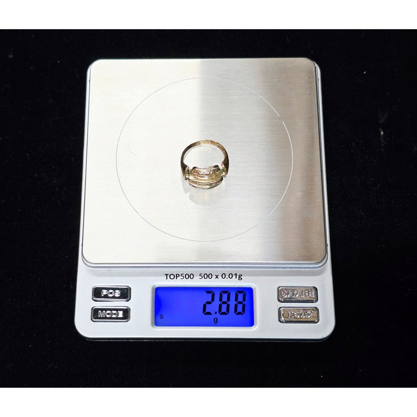 14K Two Tone Gold Diamond Wide Ring