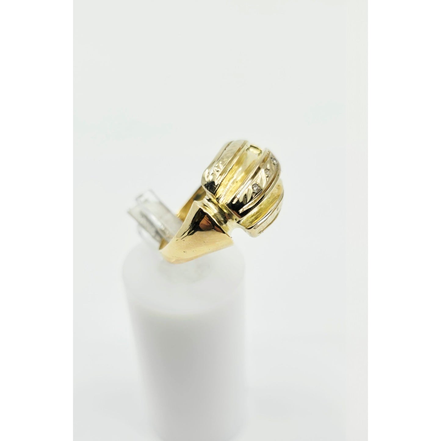 14K Two Tone Gold Diamond Wide Ring