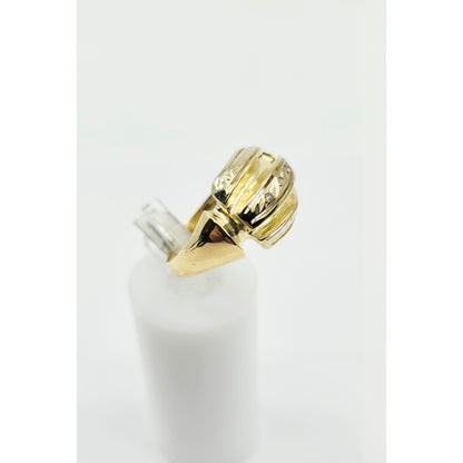 14K Two Tone Gold Diamond Wide Ring