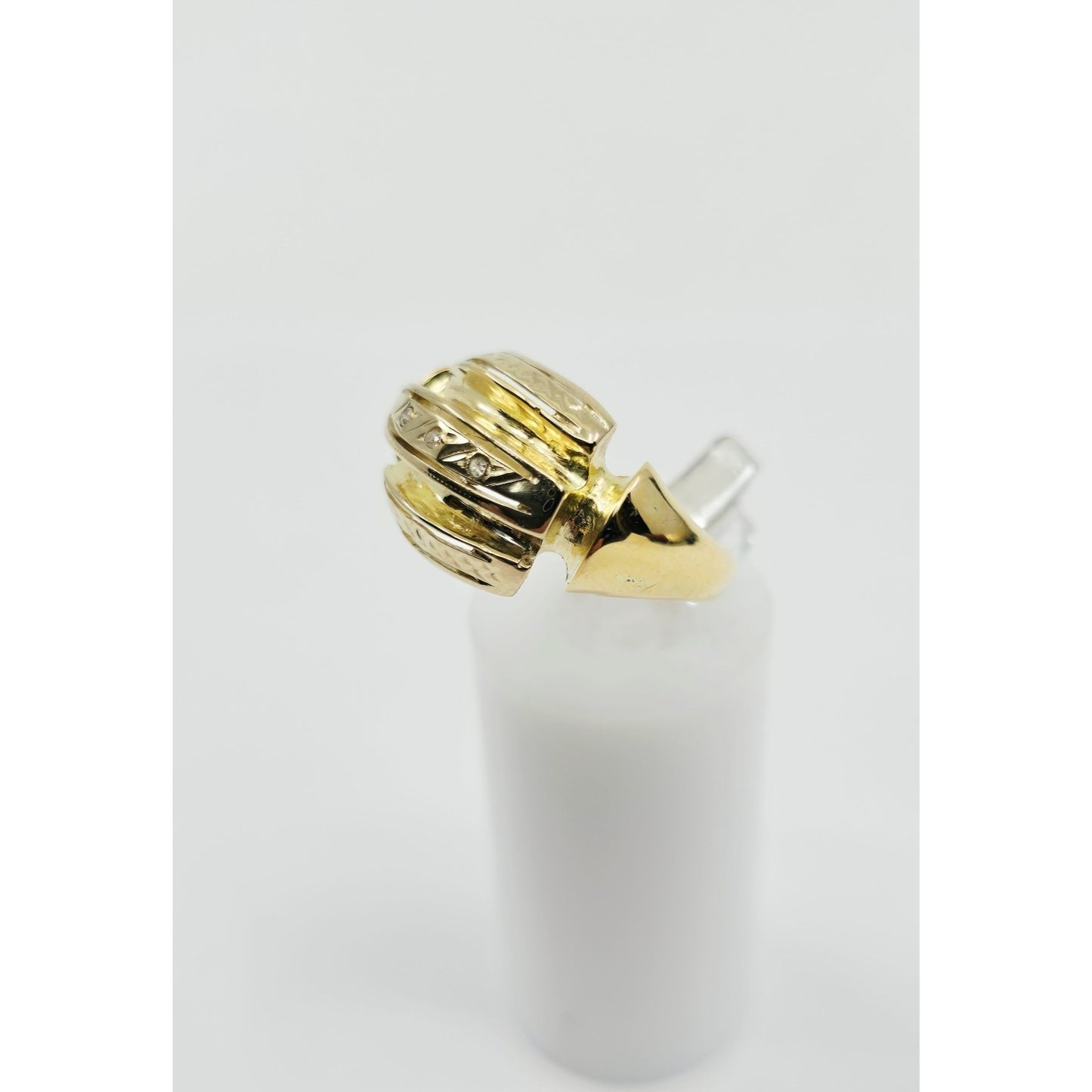 14K Two Tone Gold Diamond Wide Ring