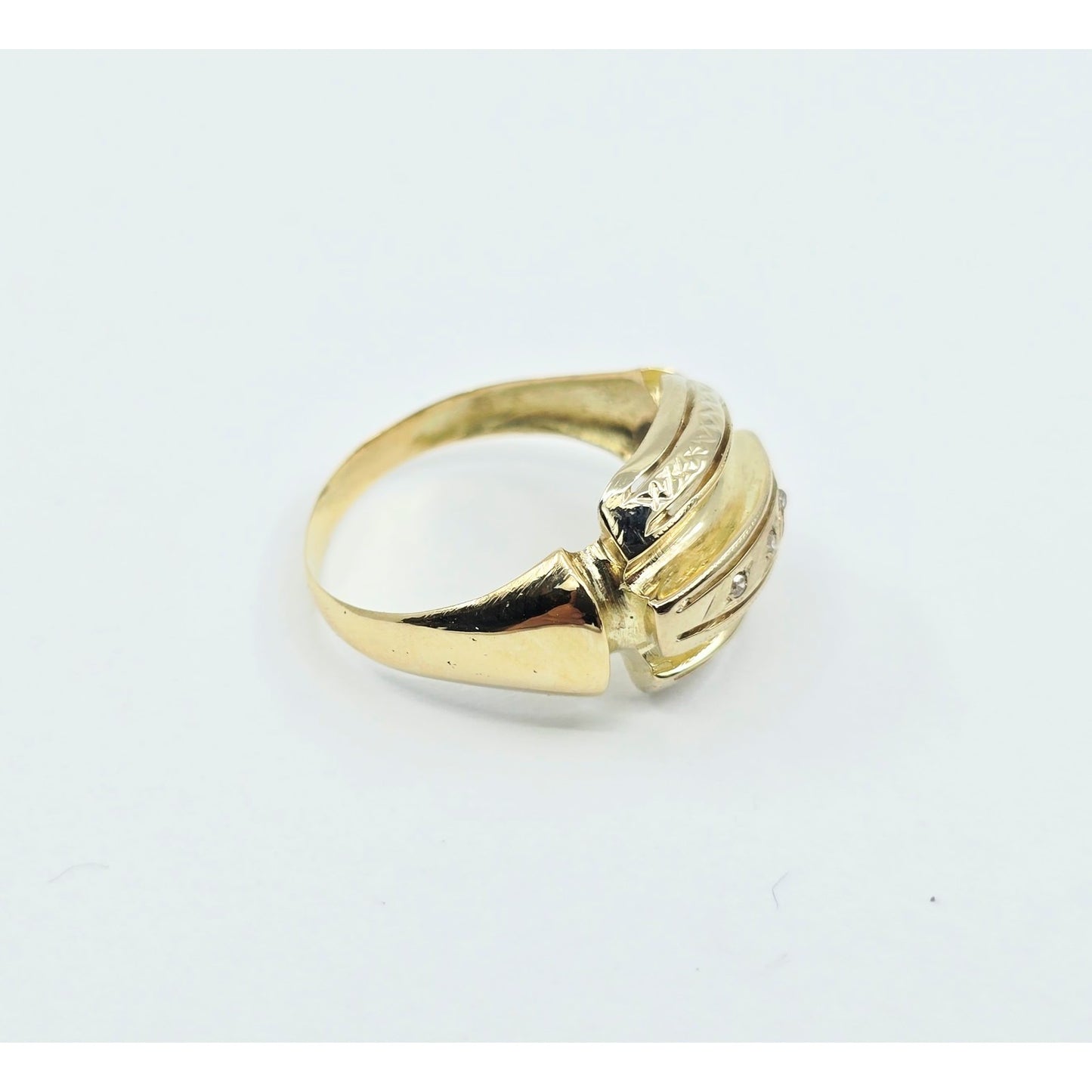 14K Two Tone Gold Diamond Wide Ring