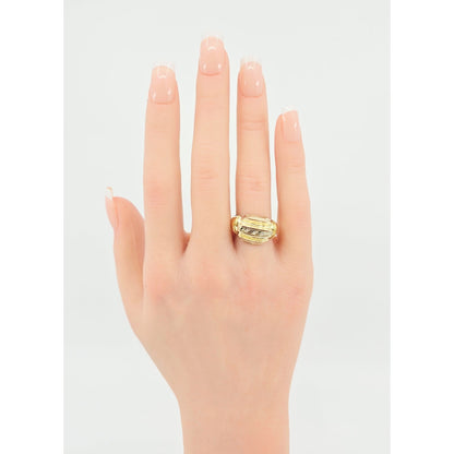 14K Two Tone Gold Diamond Wide Ring