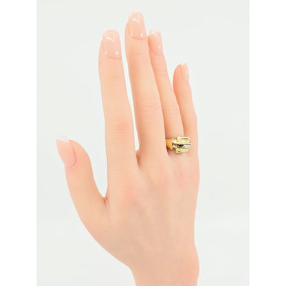 14K Two Tone Gold Diamond Wide Ring