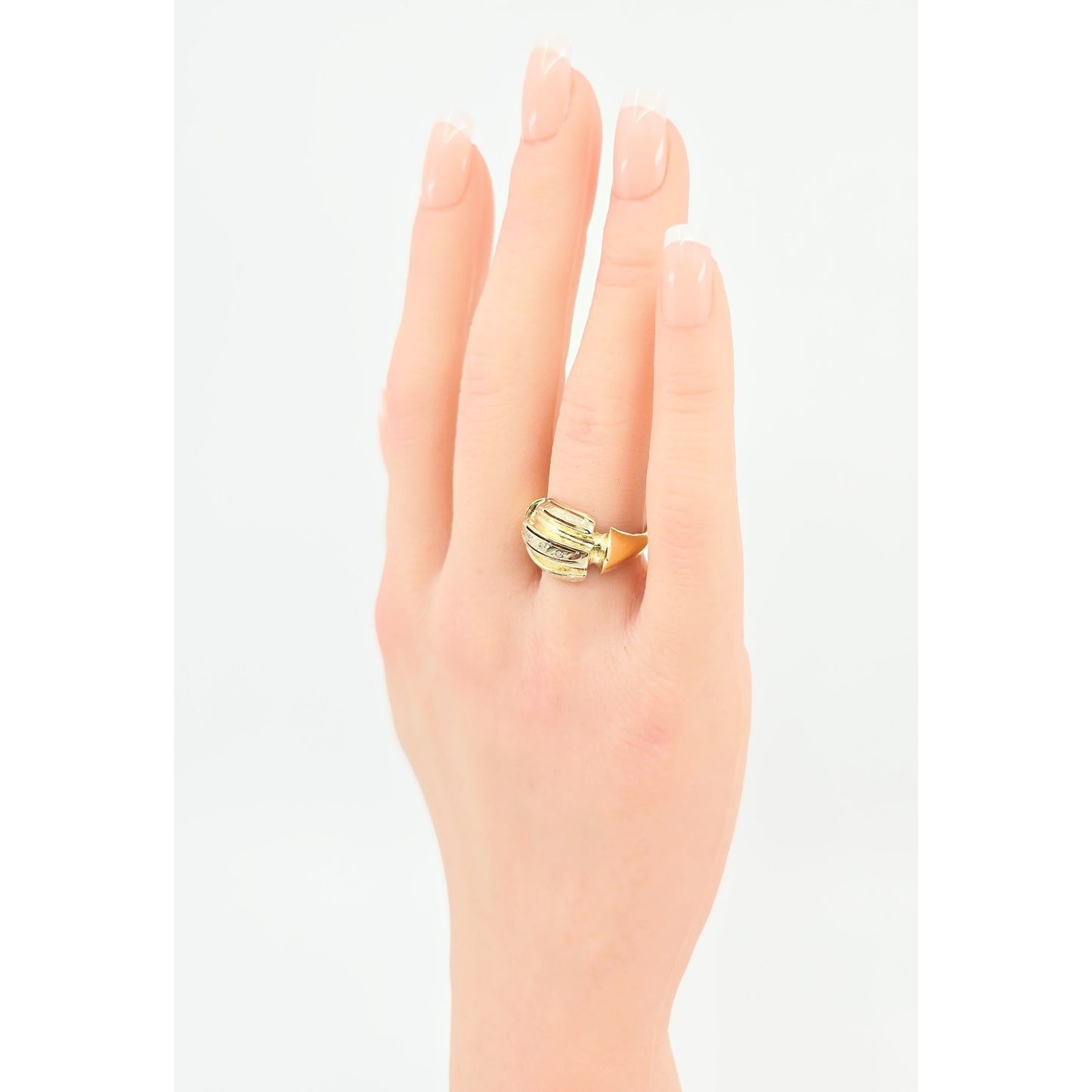 14K Two Tone Gold Diamond Wide Ring