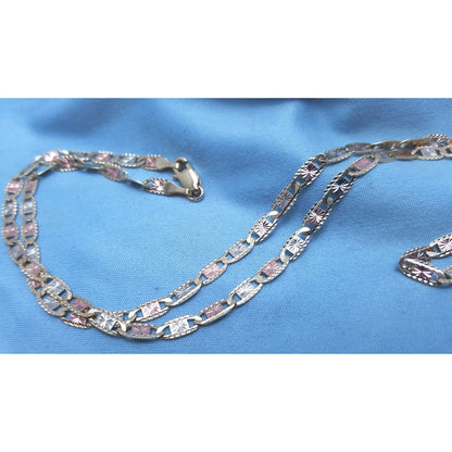 10K Tri Tone Gold Diamond Cut Mariner Link Chain Necklace