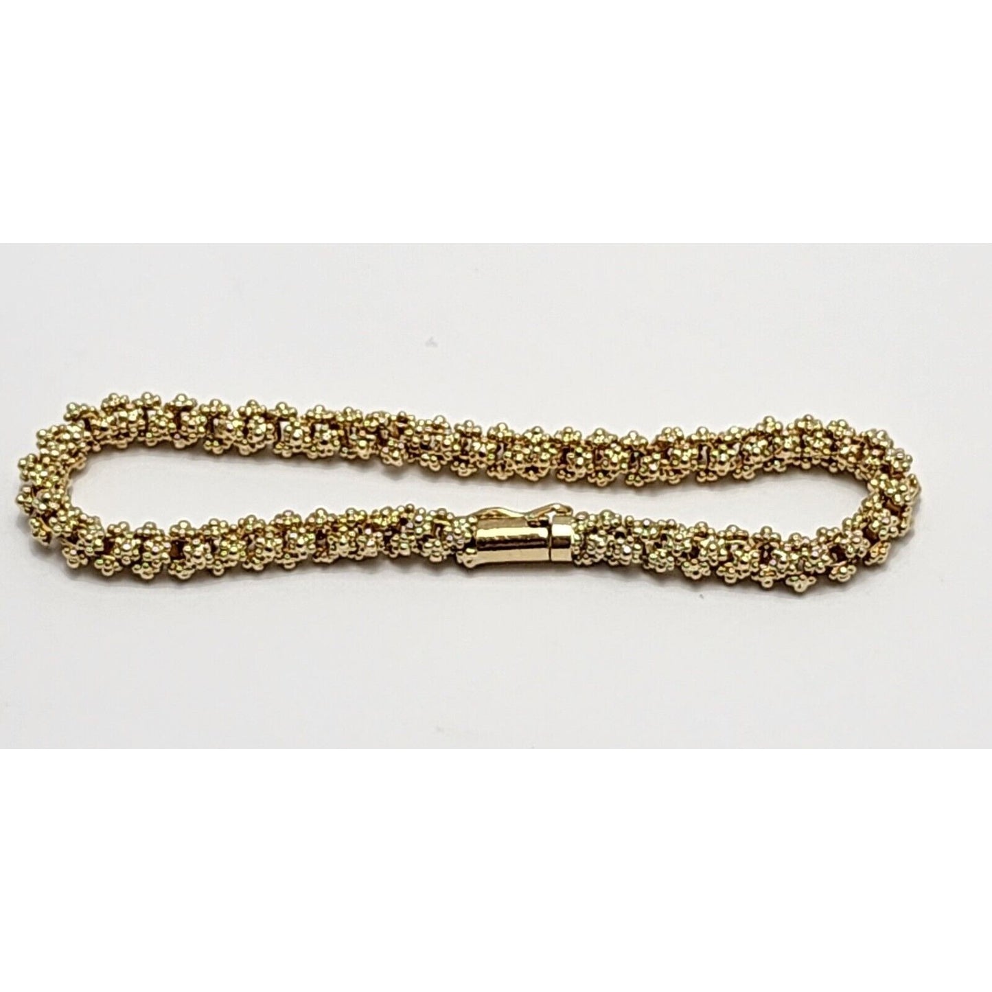 18K Solid Yellow Gold Brushed Radiance Bead Ball Bracelet