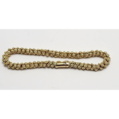 18K Solid Yellow Gold Brushed Radiance Bead Ball Bracelet