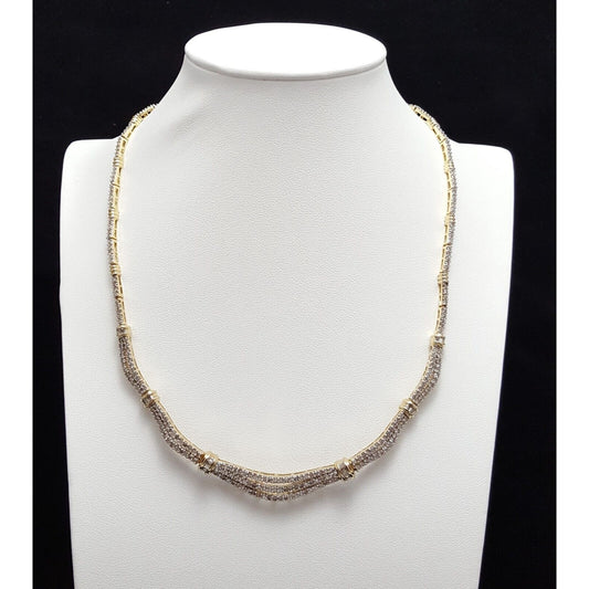 14K Yellow Gold Diamond Choker Link Chain Necklace