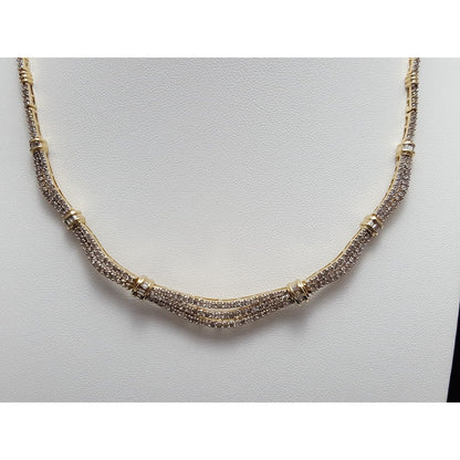 14K Yellow Gold Diamond Choker Link Chain Necklace