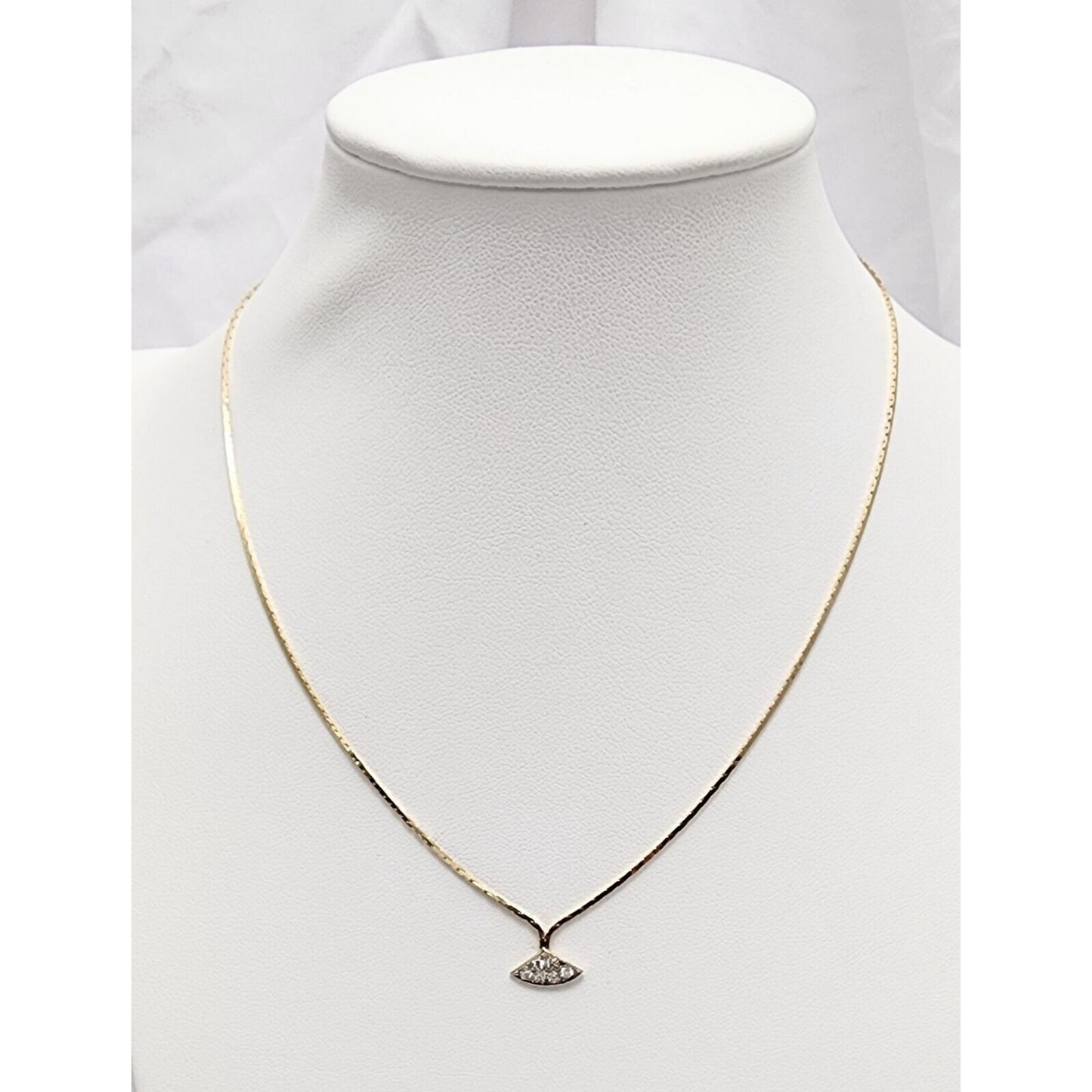 14K Yellow Gold Diamond Box Herringbone Link Chain Necklace