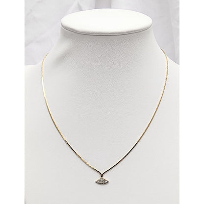 14K Yellow Gold Diamond Box Herringbone Link Chain Necklace