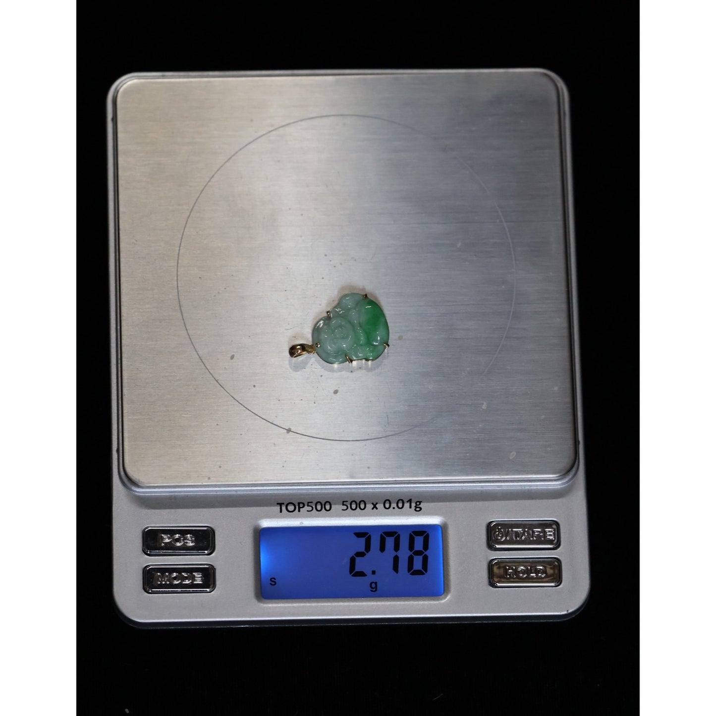 18K Yellow Gold Religious Green Jade Buddha Charm Pendant