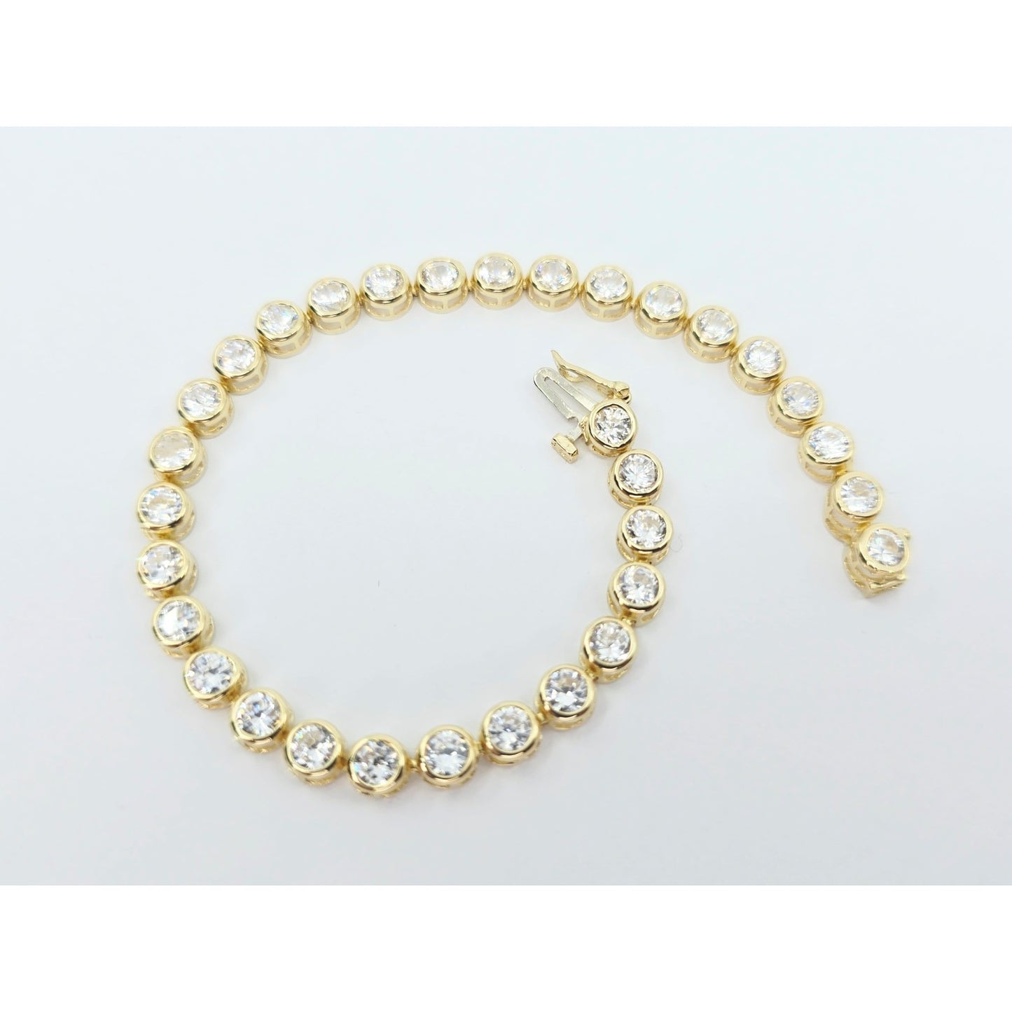14K Yellow Gold CZ Tennis Link Bracelet