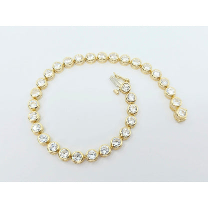 14K Yellow Gold CZ Tennis Link Bracelet