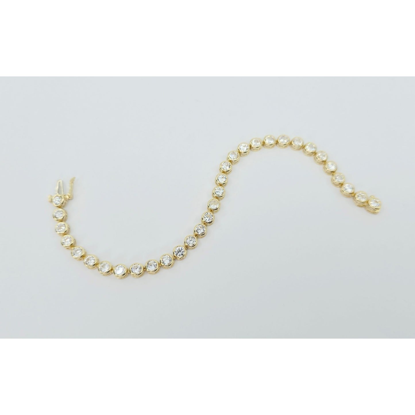 14K Yellow Gold CZ Tennis Link Bracelet