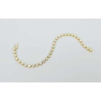 14K Yellow Gold CZ Tennis Link Bracelet