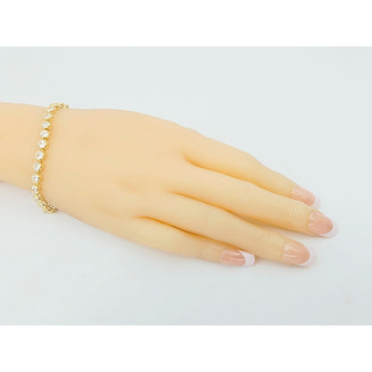 14K Yellow Gold CZ Tennis Link Bracelet