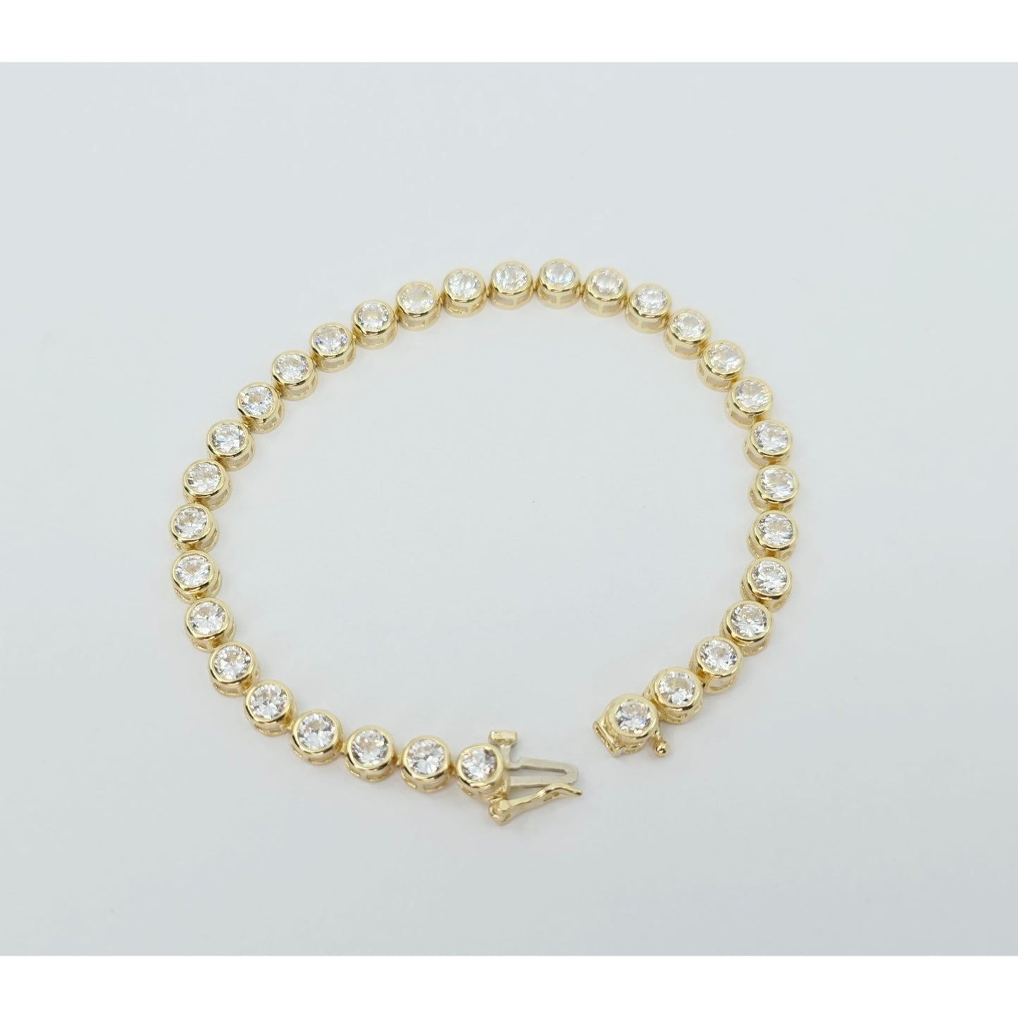 14K Yellow Gold CZ Tennis Link Bracelet