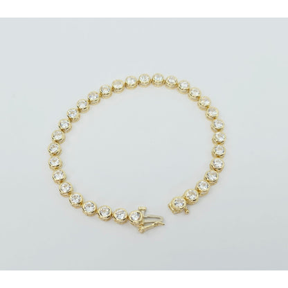 14K Yellow Gold CZ Tennis Link Bracelet
