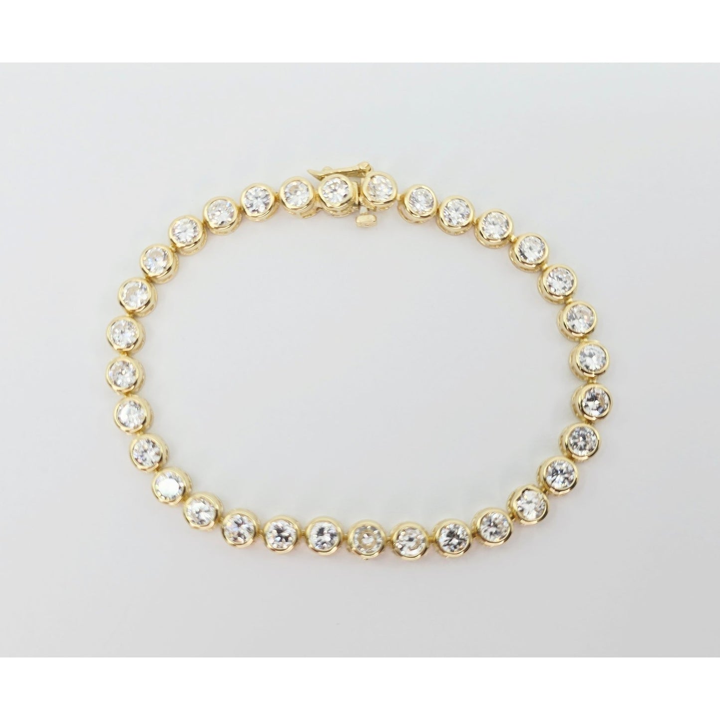 14K Yellow Gold CZ Tennis Link Bracelet