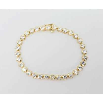 14K Yellow Gold CZ Tennis Link Bracelet