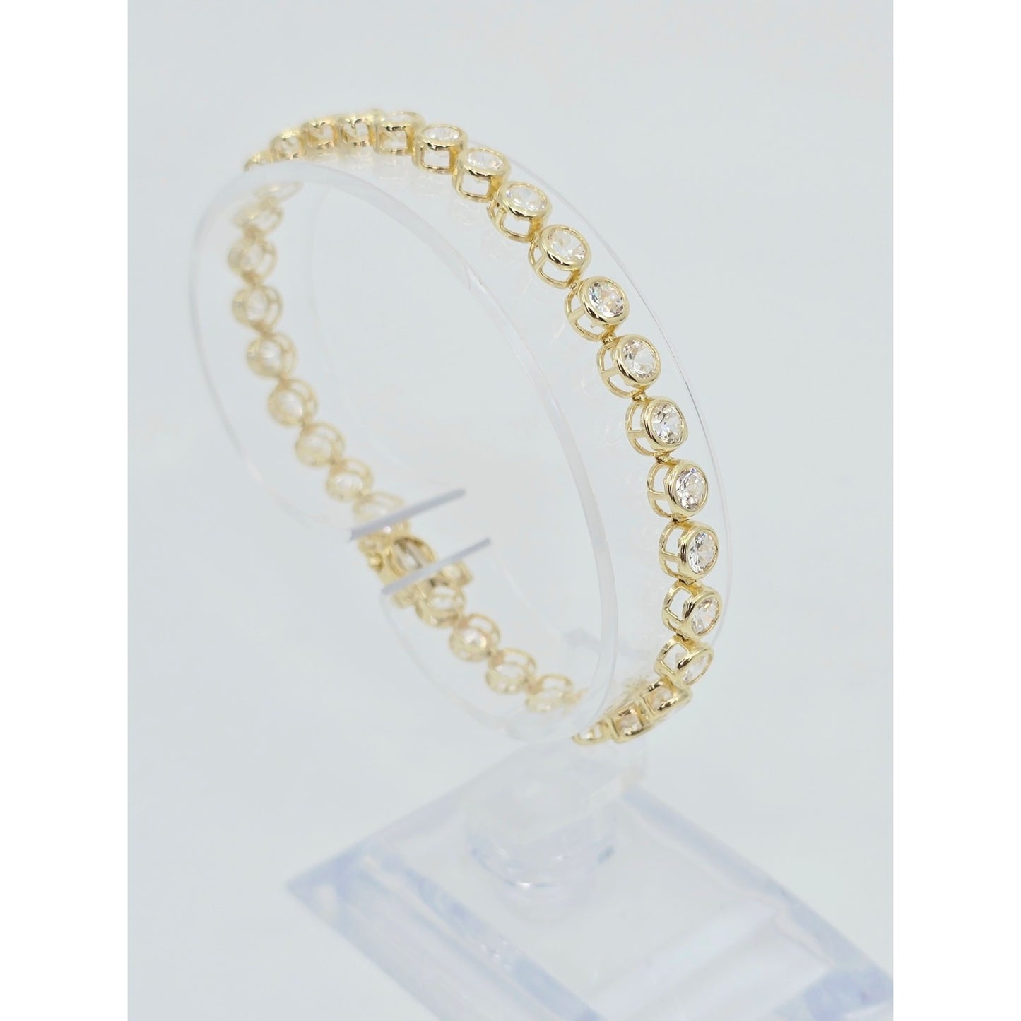 14K Yellow Gold CZ Tennis Link Bracelet