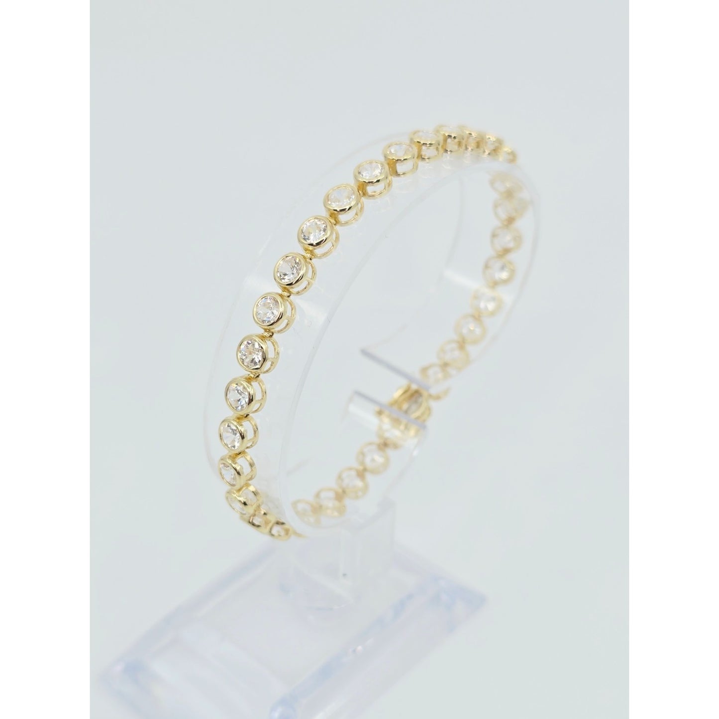 14K Yellow Gold CZ Tennis Link Bracelet