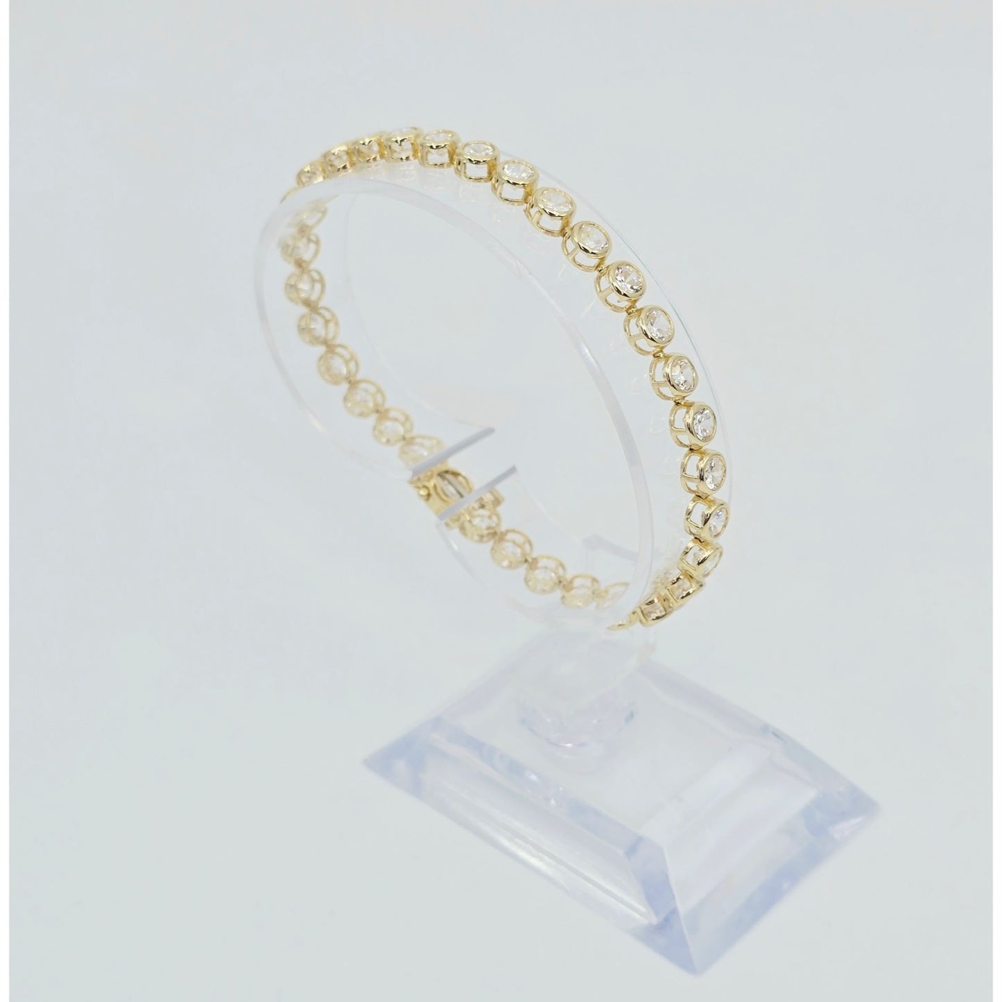 14K Yellow Gold CZ Tennis Link Bracelet