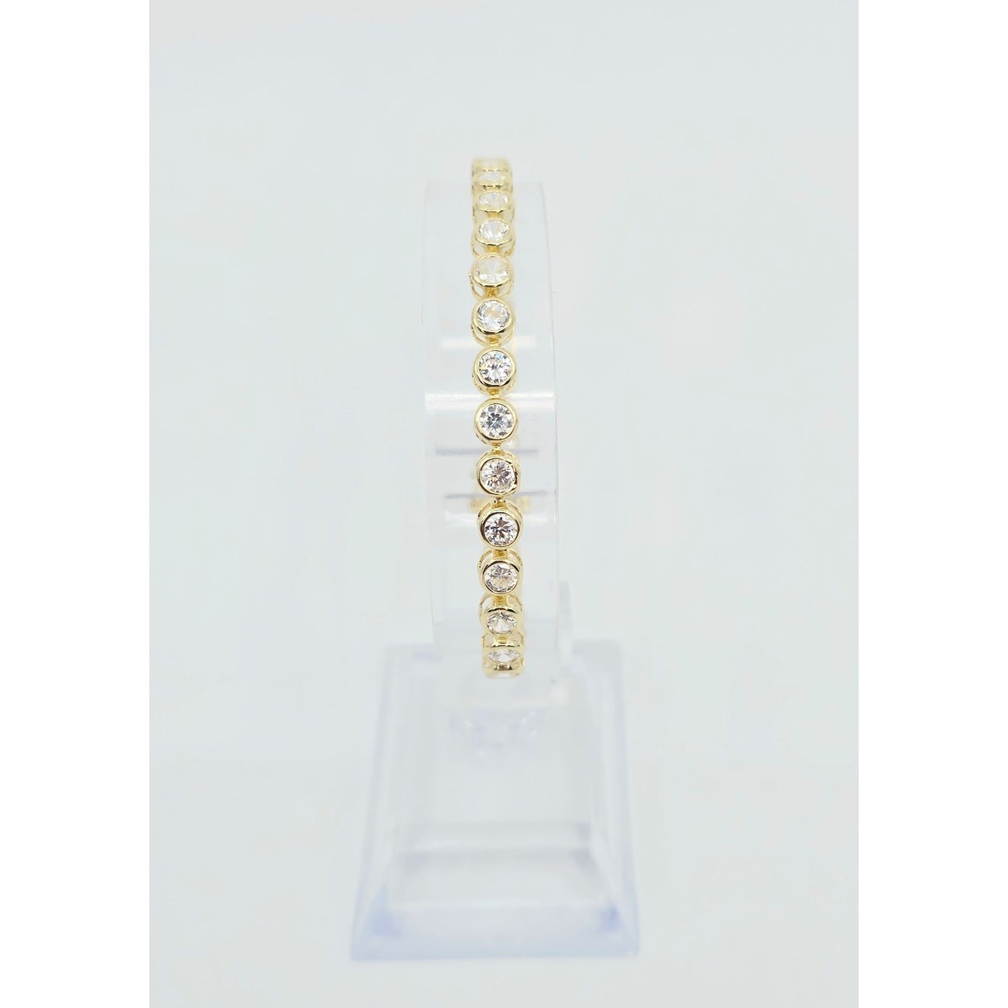 14K Yellow Gold CZ Tennis Link Bracelet
