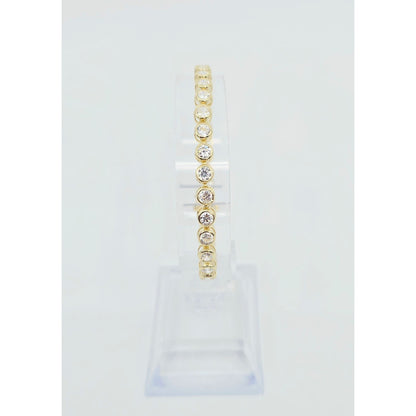 14K Yellow Gold CZ Tennis Link Bracelet