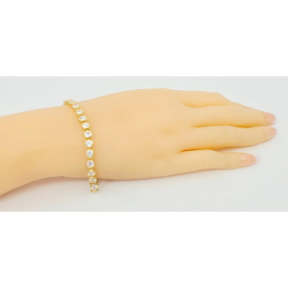 14K Yellow Gold CZ Tennis Link Bracelet