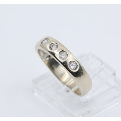 14K White Gold 5 Stone CZ Flush Set Wedding Band Ring
