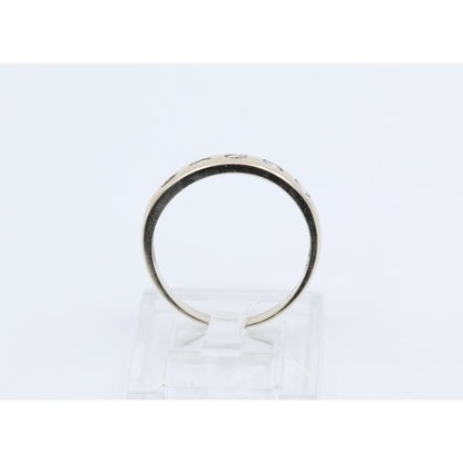 14K White Gold 5 Stone CZ Flush Set Wedding Band Ring